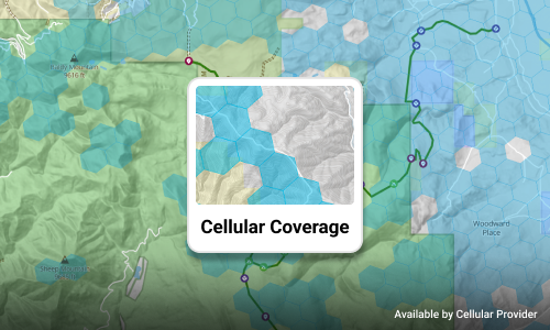 Cell Phone Coverage layer on the Trails Offroad map