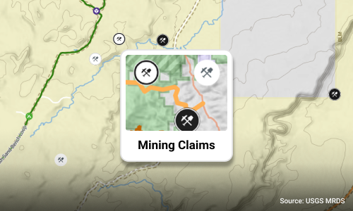 Mining Claims layer on the Trails Offroad map